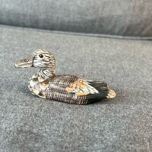 Hand painted wooden mini duck figurine, 4” X 2”, great condition